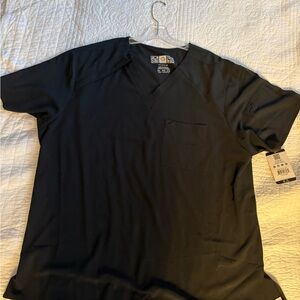 Men's Black V-Neck Scrub Shirt